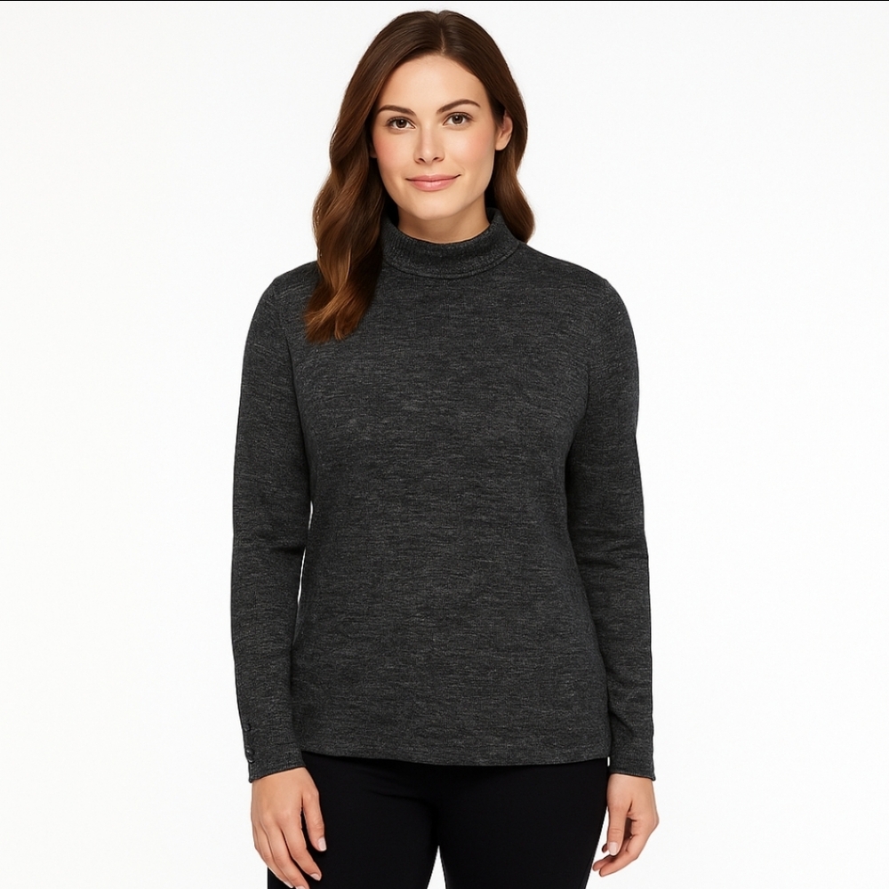 NWT Rafaella Gray Womens Elastane Blend Mock Turtleneck Size XL